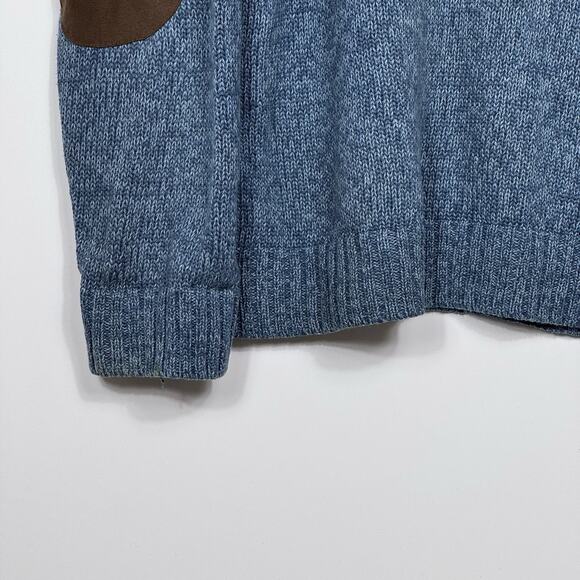 Lot of 2 Chaps Men’s Sweaters Size L Blue & Brown Elbow Patch Mock Neck Cotton - Picture 8 of 16